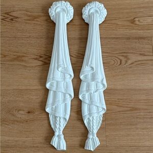 Pair of draped fabric style swag Hollywood regency wall decor